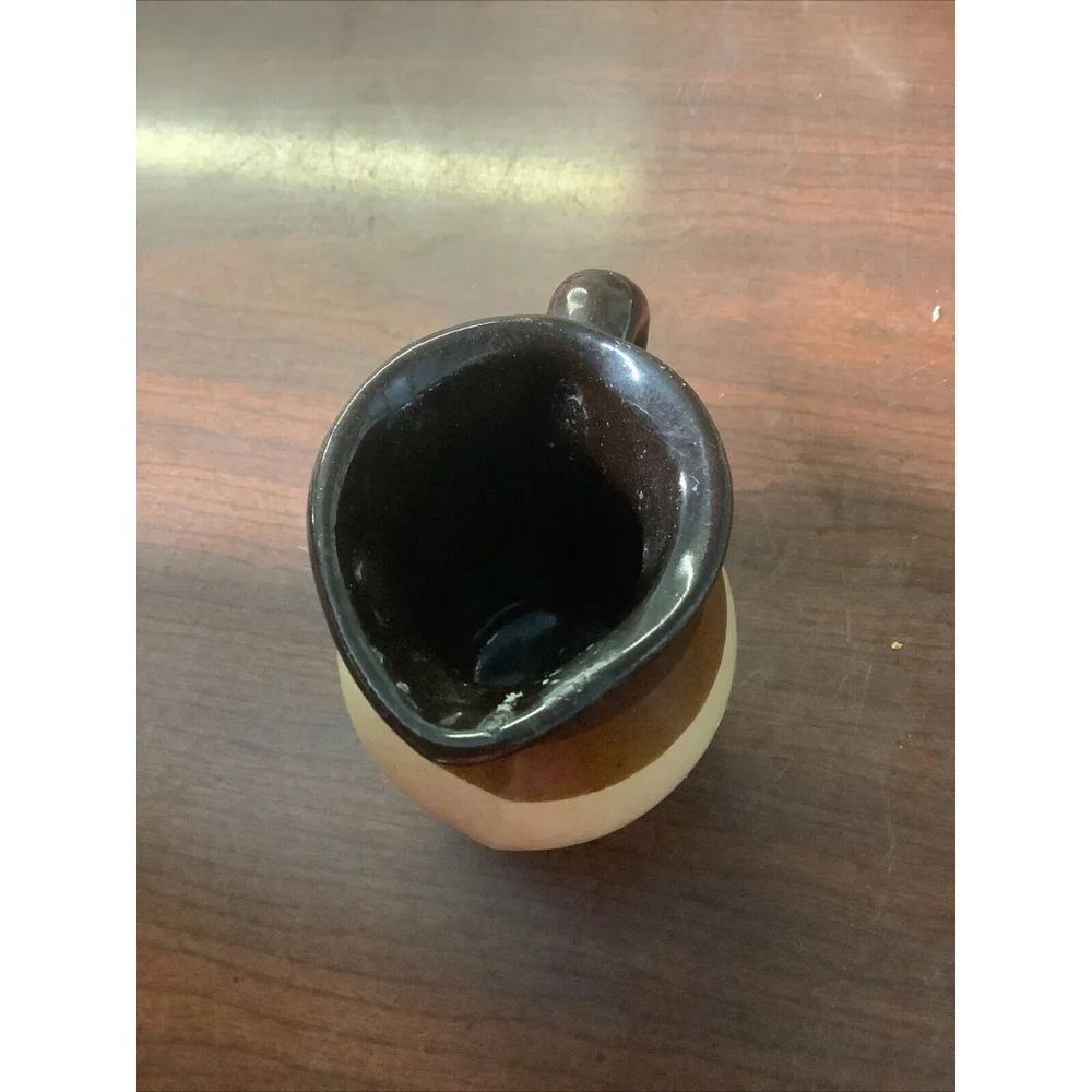 4 Ounce Syrup Pitcher Brown Glaze Pottery